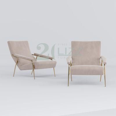 Hot Selling Modern Style Fabric Home Furniture Set Leisure Unique Velvet Living Room Chairs in Stainless Steel Leg