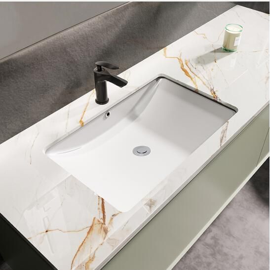 Modern Simple Solid Wood Bathroom Cabinet Wash Basin Make-up Table 1400mm Marble Countertop