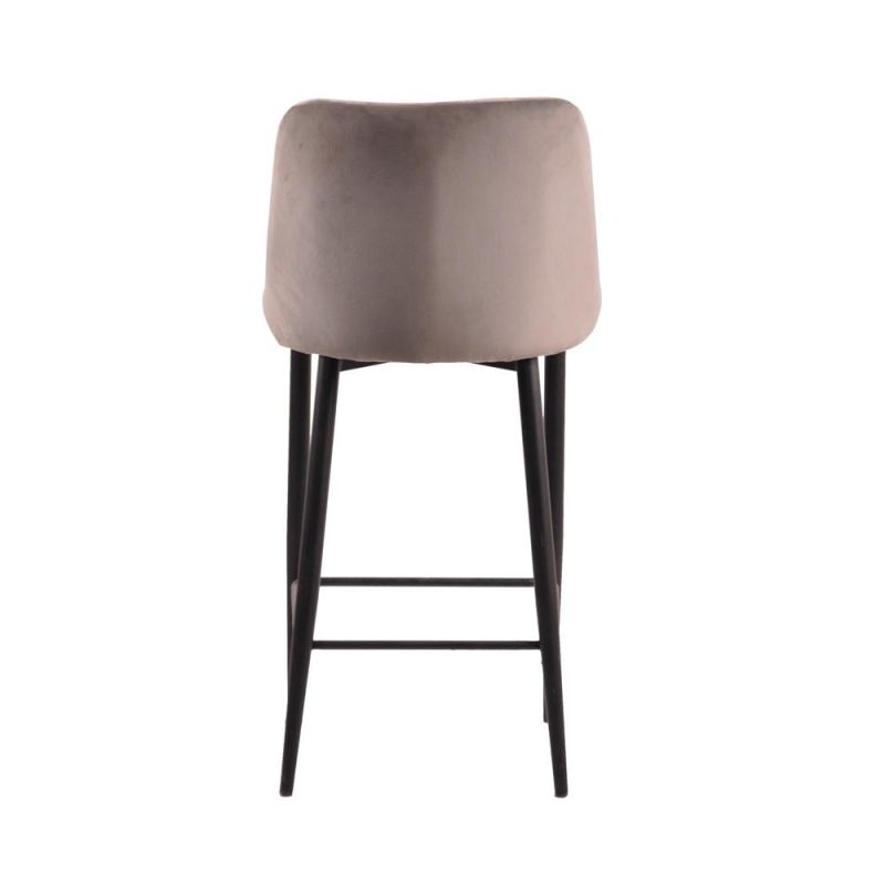 Hot Sale Metal Comfortable Velvet Fabric Fixed Modern Bar Chair for Home Pub Coffee Shop Use