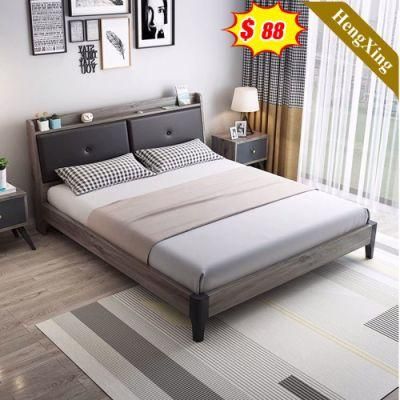 Modern Double Hotel Home Furniture Beds Bedroom Mattress Double King Size Leather Wood Bed