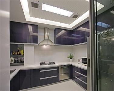 Custom Fashionable Waterproof Durable High Gloss Purple PVC Kitchen Cabinet