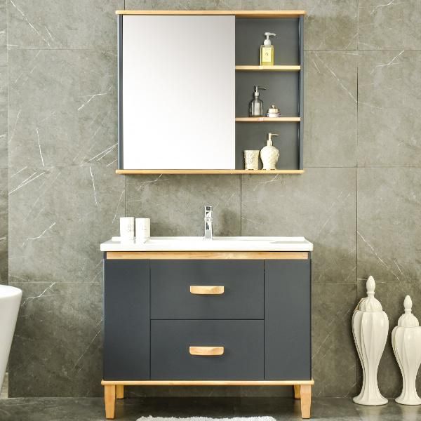 Modern Waterproof MDF Vanity Hotel Toilet PVC Bathroom Cabinet with Mirror