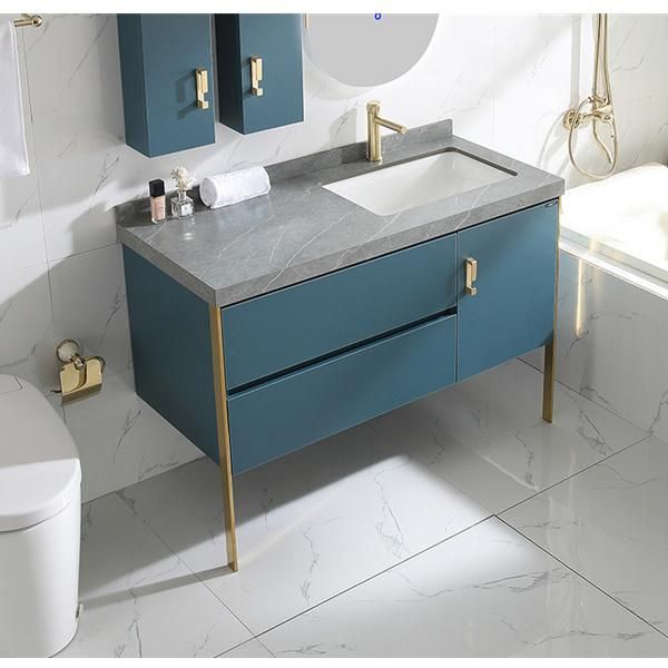 Rockboard Light Luxury Golden Modern Bathroom Bathroom Cabinet Vanity Sink Wash Hand Basin Cabinet Bathroom Smart Mirror Cabinet