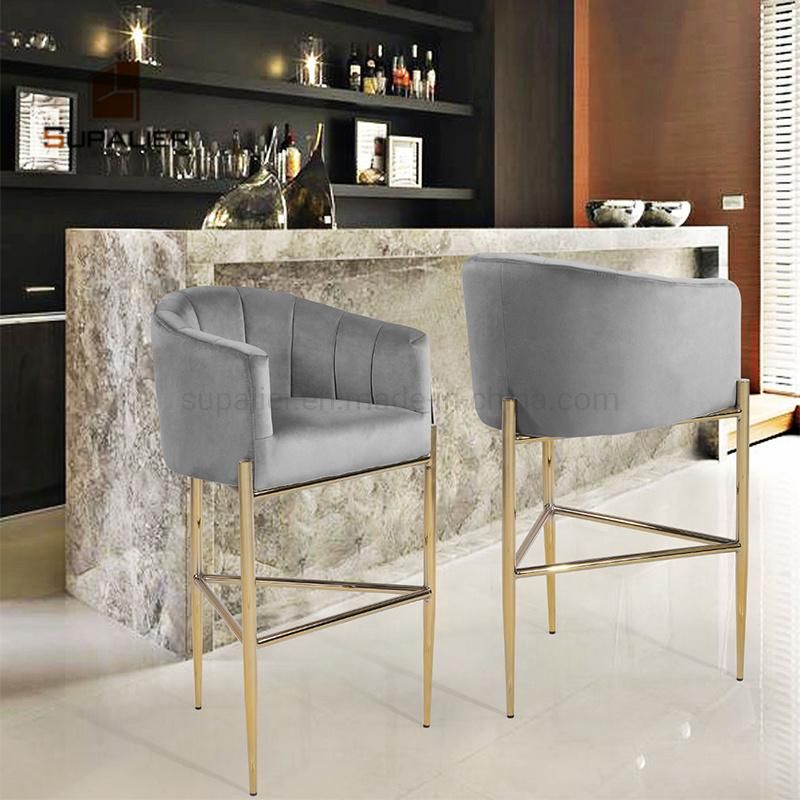 Home Furniture Kitchen Used Metal Frame Bar Stools with Backrest