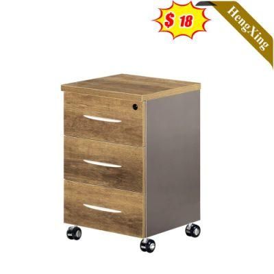 Modern Wooden Make in China Office School Furniture Storage Drawers Pulley Wheel File Cabinet