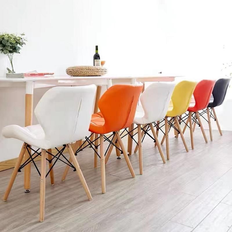 Modern Indoor Furniture Luxury PU Seat and Back Nordic Chair Dining Solid Wood