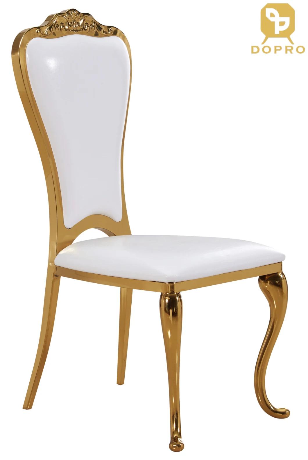 Dopro Modern Stainless Steel Wholesale PU Fabric Wedding Banquet Gold Dining Chair