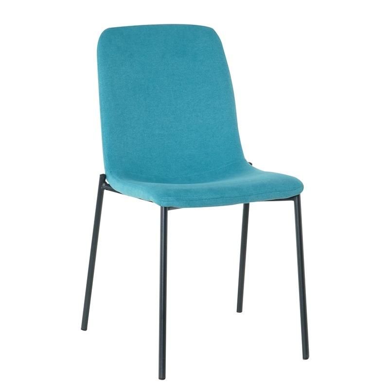 New Design Hot Sale Luxury Dining Room Furniture Simple Sky Blue Velvet Fabric Dining Chairs with Metal Legs