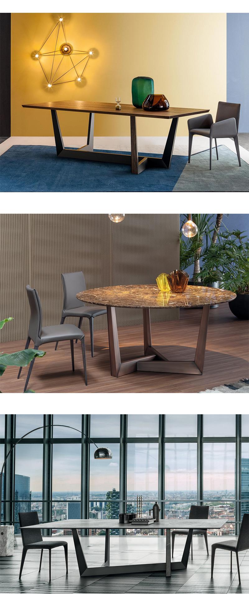 Wholesale Furniture Wood Grain Metal Legs Glass Top Square Dining Table