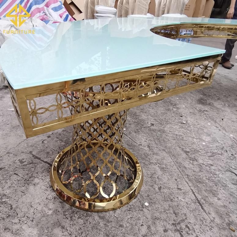 Wedding Furniture Metal Base MDF Top Event Half Moon Modern Luxury Dining Table