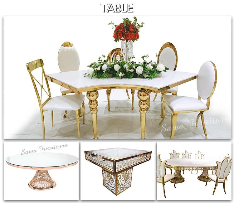 Classical Style Popular Stainless Steel Frame MDF/Marble Top Dining Room Table Sets Home Furniture