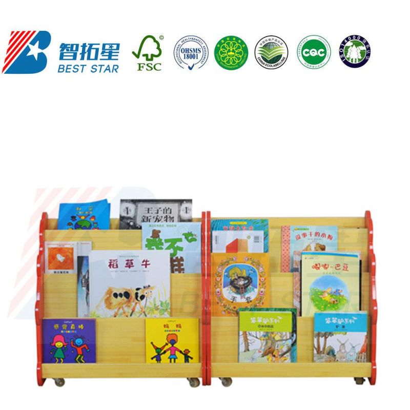 Kindergarten and Preschool Furniture, Cartoon Kids Bookcase, Cartoon Book Storage Cabinet, School Library Book Rack, Wood Display Children Storage Bookshelf