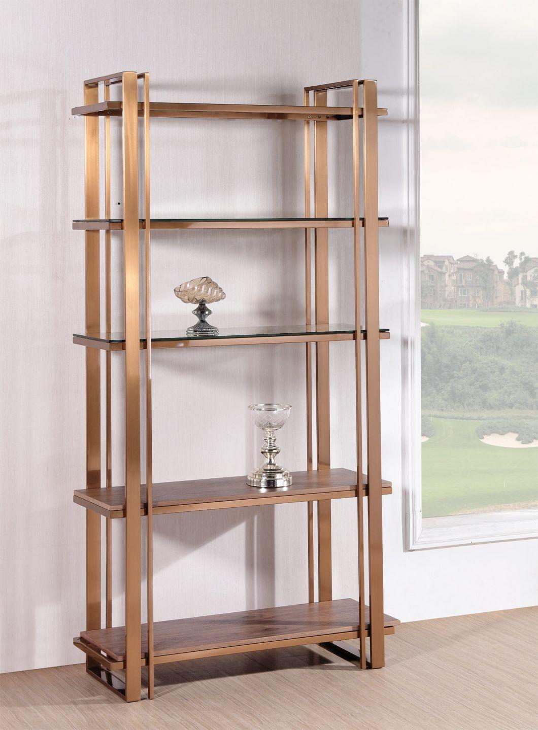 Modern Home Iron Metal & Solid Wood Movable Book Case