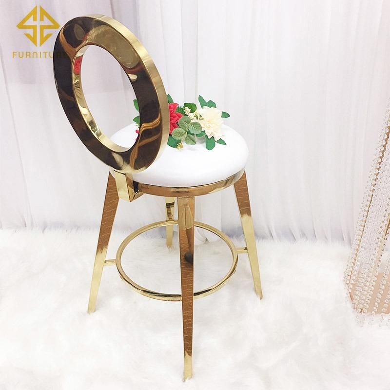 Sawa Newest Modern Luxury Wedding Furniture Golden Metal Frame High Stool Chair for Banquet Event Used