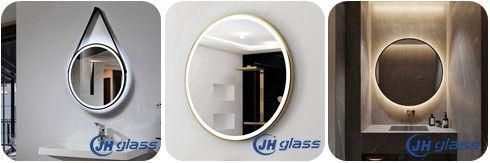 Bathroom Wall Mirror Rectangle Mirror Rounded Corners Gold Metal Framed Mirror for Bathroom Hangs Horizontal or Vertical