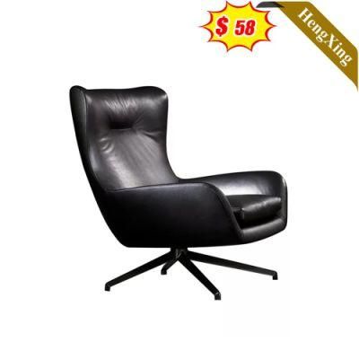 Modern Home Living Room Hotel Waiting Room Office Black PU Real Leather Leisure Lounge Chair