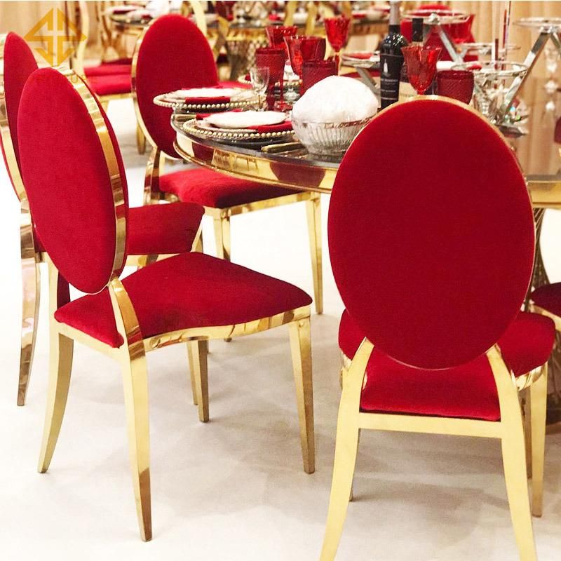 European Round Back Gold Wedding Dining Steel Chiavari Louis Chairs