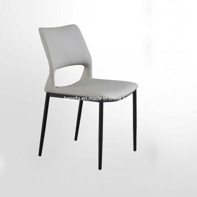 Modern Hotel Dining Furniture Metal Soft Upholstered Leather Reception Chair