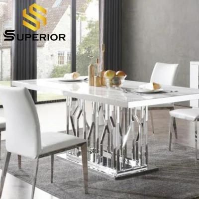 Modern Indoor House Furniture Dining Table with White Stone Top