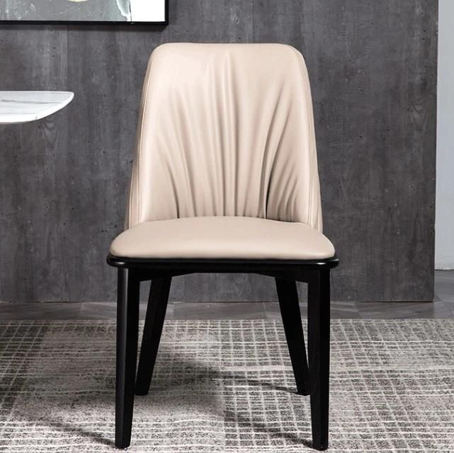 Modern Nordic Furniture Hardware Leather Steel Base Dining Chairs