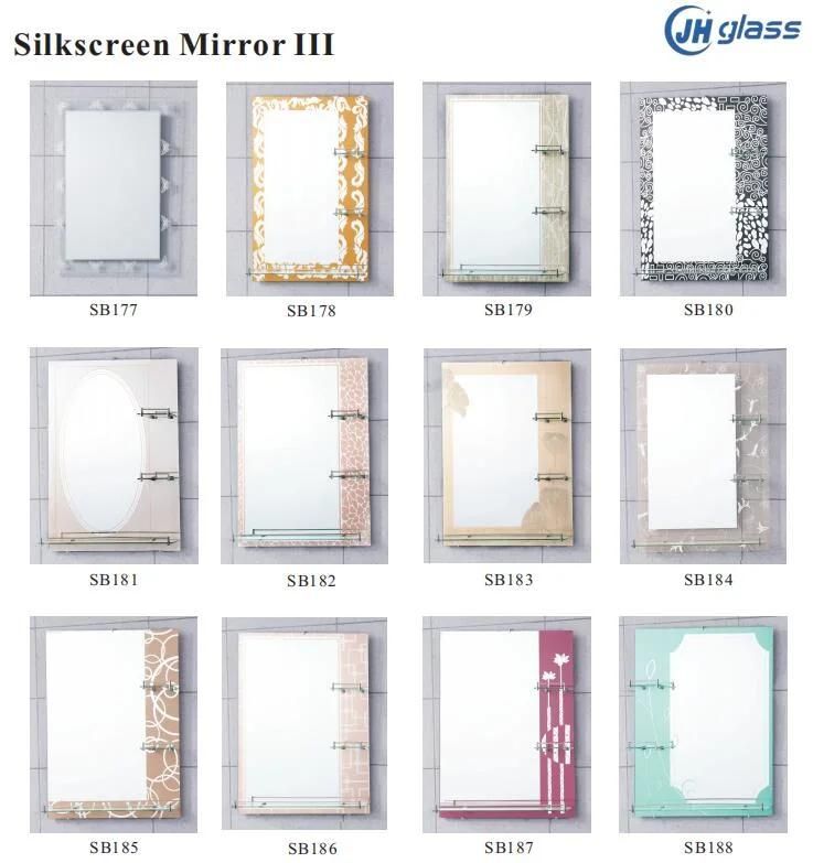 Decorative Resin Glass Bathroom Mirror with Glass Shelf