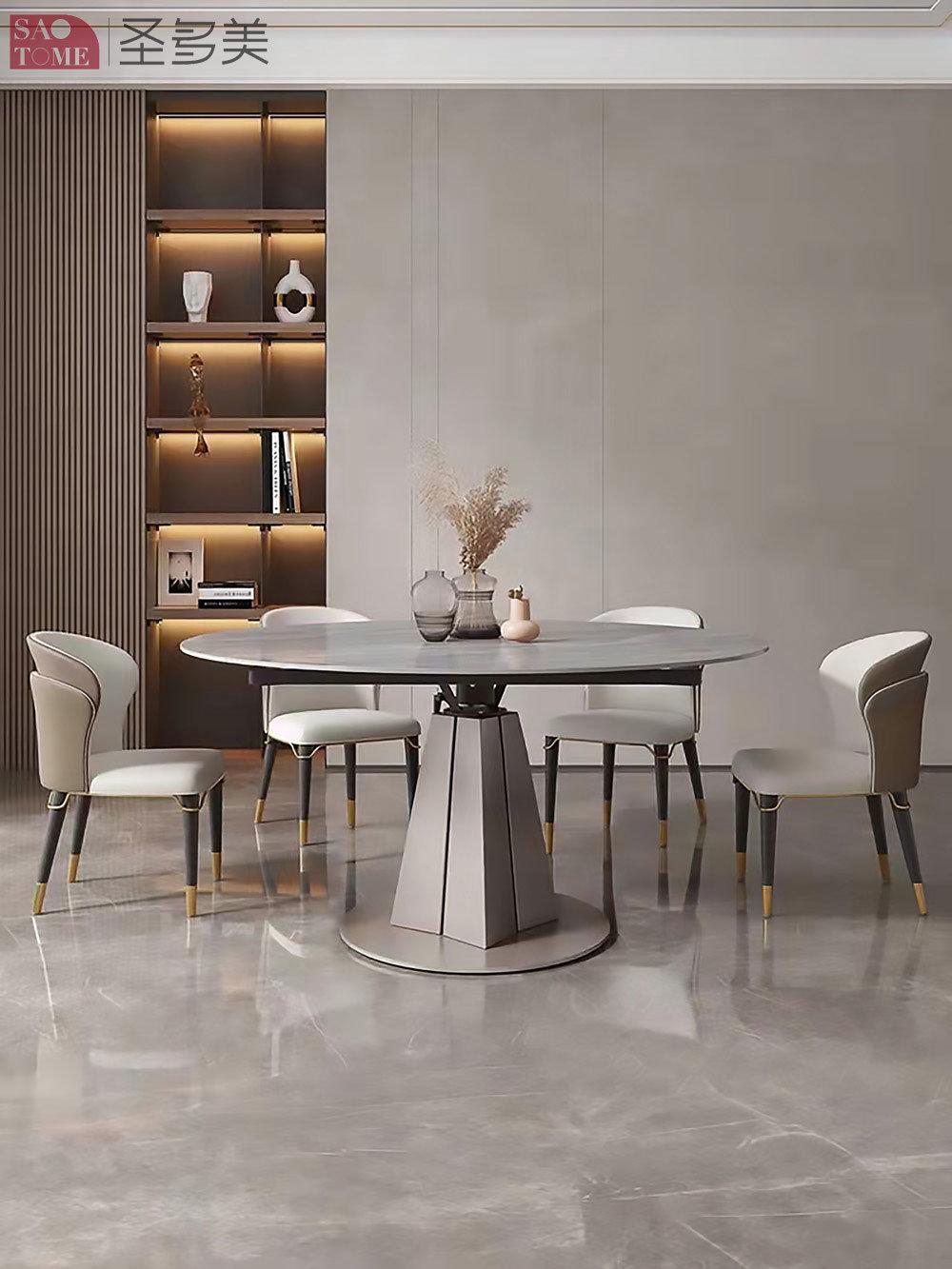 Hot Self Modern Style Hotel Restaurant Home Living Room Furniture Metal Slate Dining Table