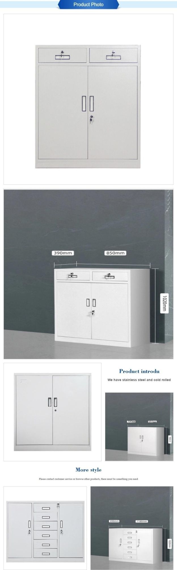 Modern Steel Double Door File Storage Office Cabinet Metal Locker Steel Cabinet Office Furniture