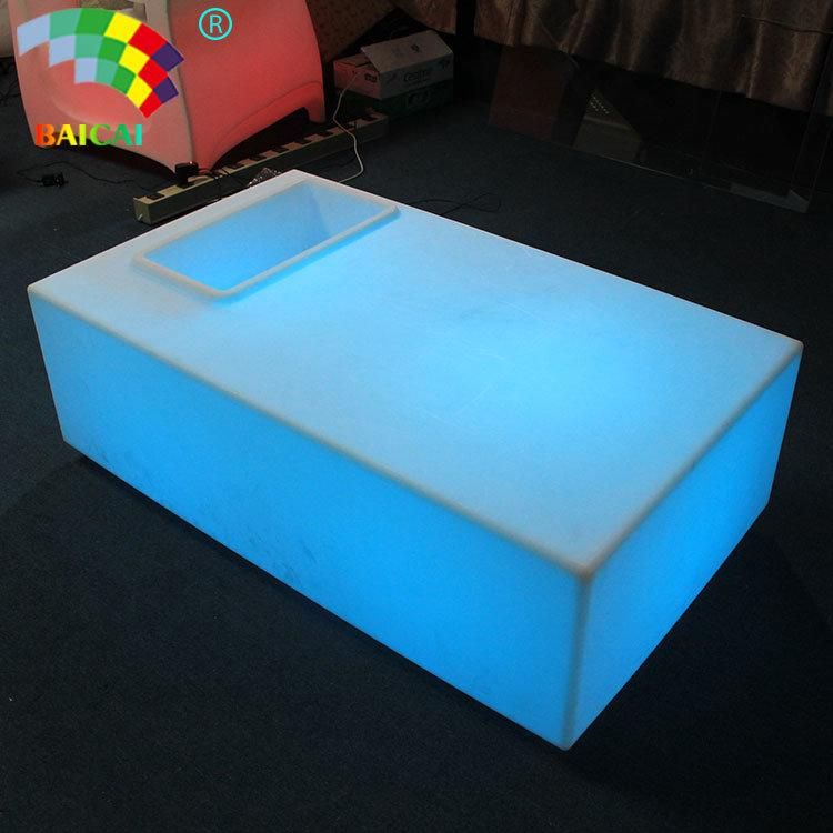 Green Red Blue Yellow White Color Changing Plastic Chaise Lounge LED Coffee Table