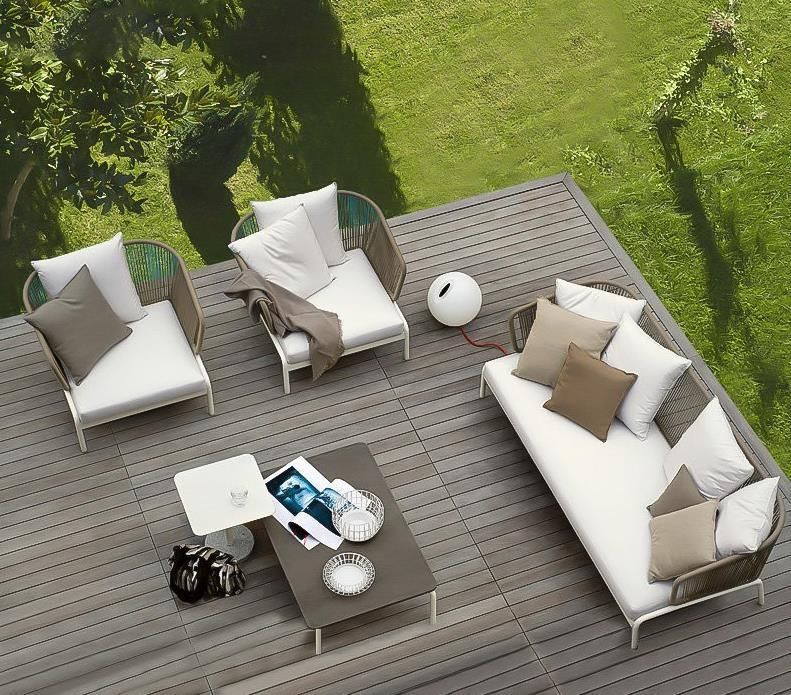 Modern Nordic Hotel Aluminium Frame Metal Woven Rope Chairs Outdoor Patio Furniture