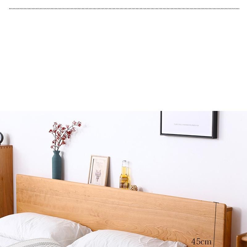 Nordic Solid Wood Double Bed 1.51.8 Meters Cherry Wood Bed Simple Modern Small Apartment Bedroom Solid Wood Bed