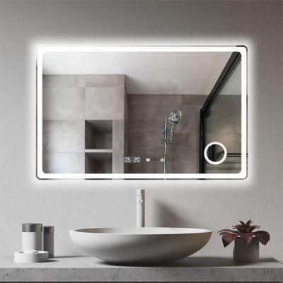 Modern Intelligent Magnifying LED Bathroom Rectangle Smart Mirrors Switch Touch with Lights for Hotel