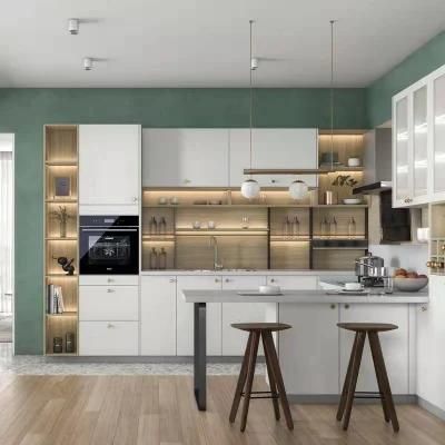 Simple Design Prefab UV Chipboard Kitchen Cabinets Set Furniture Design Foshan Factory Custom Modern Wood Kitchencabinet