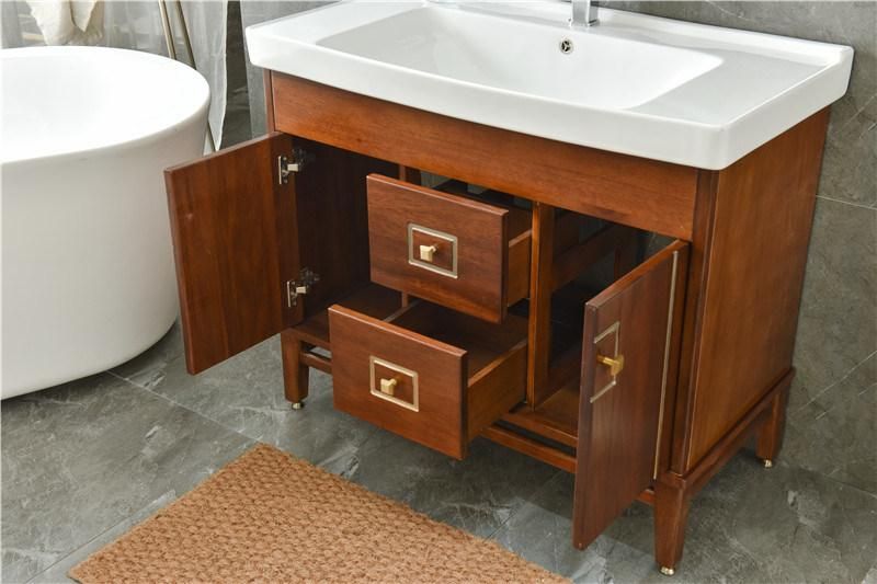 Luxury Wood Single Sink Bathroom Cabinet Furniture Wash Basin Bathroom Vanity