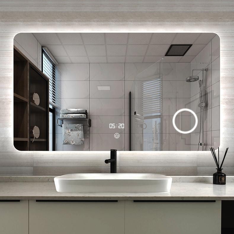 Hospitality Luxury Interor Mirror CE Are Approved Bathroom Furniture Backlit LED Mirror with Magnifier