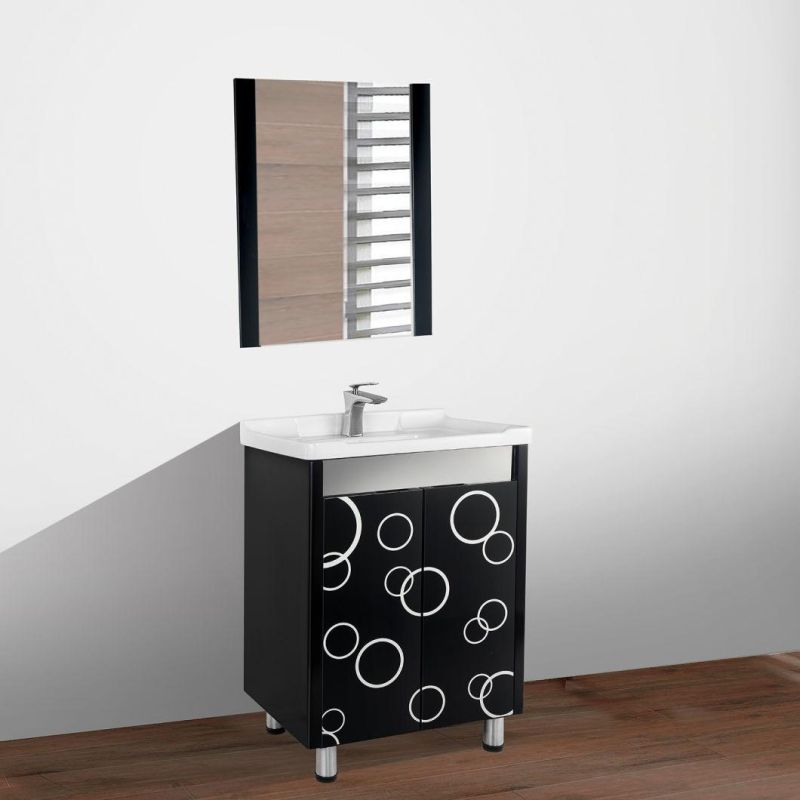 Black Modern and Simple Stainless Steel Bathroom Vanity with Mirror