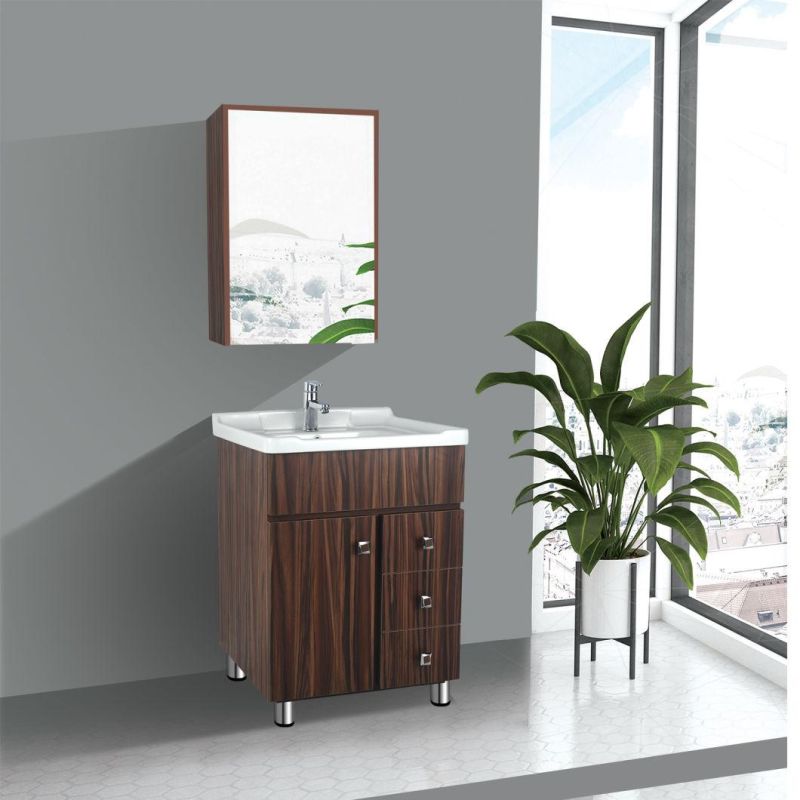 China Factory Wholesale PVC Bathroom Vanity with Ceramic Counter Top