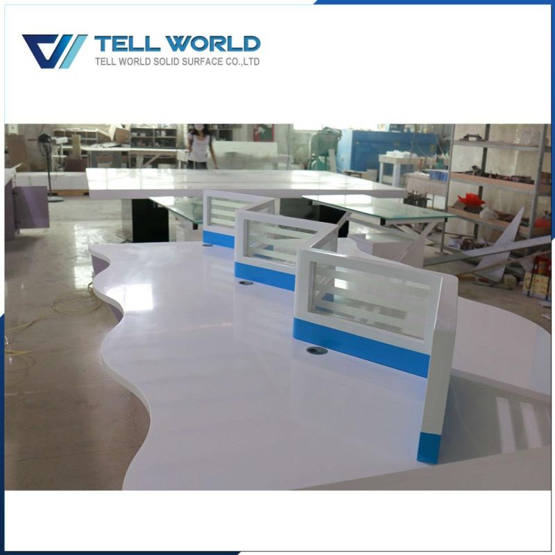 Artificial Stone Office Employee Working Partition Desk