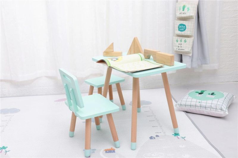 Factory Outlets Wooden Kids Reading Square Table and Chair Set Preschool Furniture