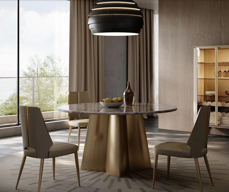 Modern Style Designs Marble Table Chrome Gold Feet Dining Table