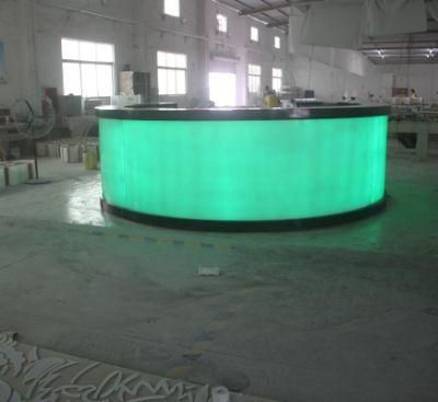 Long Curved Shape White Corian LED Lighting Commercial Bar Counter