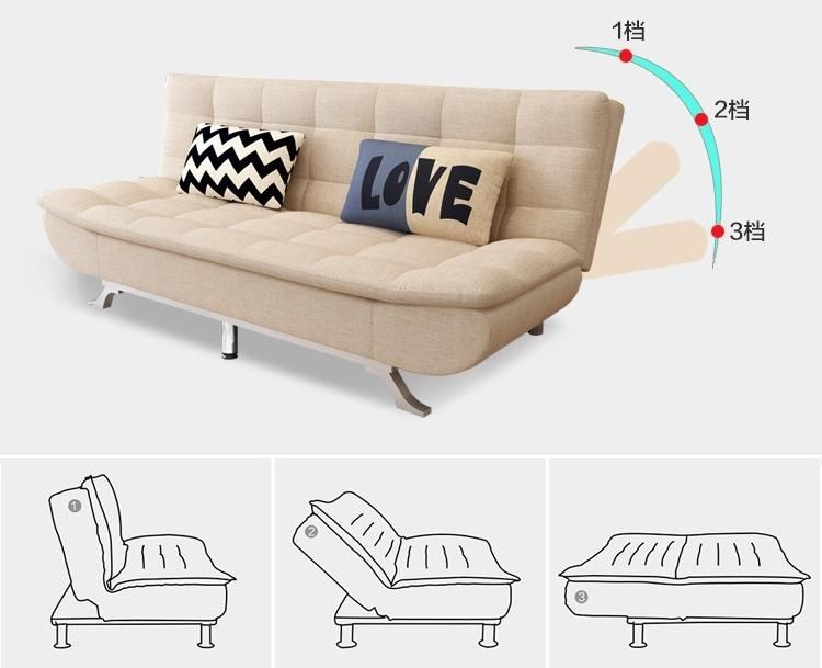 Hyc-Sf10 Dual-Purpose Multifunctional Living Room Simple Modern Double Nordic Fabric Folding Sofa Bed