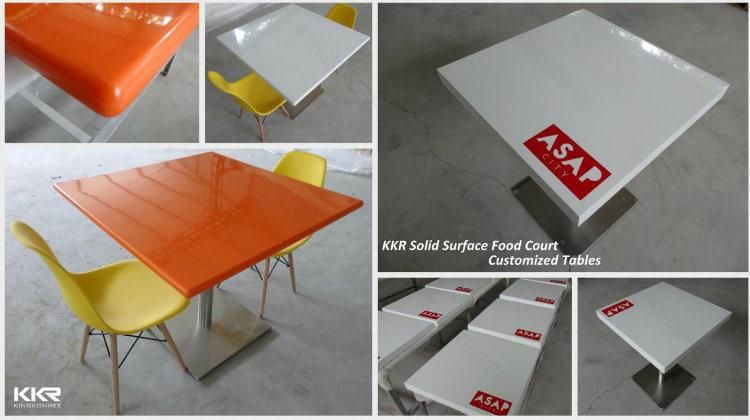 Custom Made Square Acrylic Corian Solid Surface Restaurant Dining Table