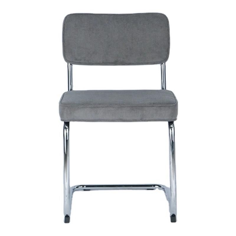 New Design Simple Style Upholstered Bow Modern Grey Fabric Dining Chairs