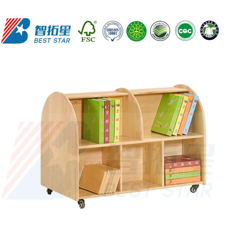 Wooden Display Children Storage Book Shelf, School Library Book Rack, Kindergarten and Preschool Furniture, Playroom Furniture, Plywood Kids Bookcase Bookshelf