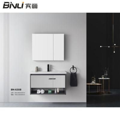 Modern Design Aluminium Bathroom Cabinet Sintered Stone Vanity Countertop LED Mirror Luxury Bath Furniture