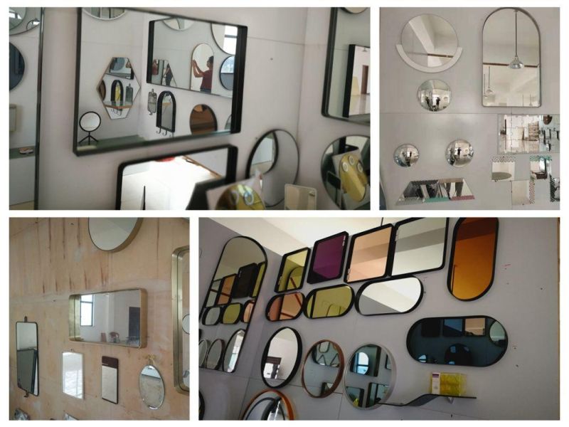 Jinghu China Factory Rectangle Round Oval Mirror Frame Metal Aluminum Alloy Frame Mirror Home Decorative Bathroom Mirror