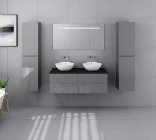 Design Modern Style Melamine Bathroom Vanity with Mirror Cabinet