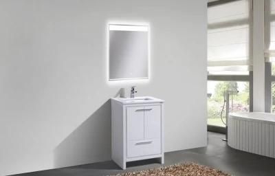 24 Inch High Gloss White Modern Bathroom Vanity with White Quartz Counter-Top