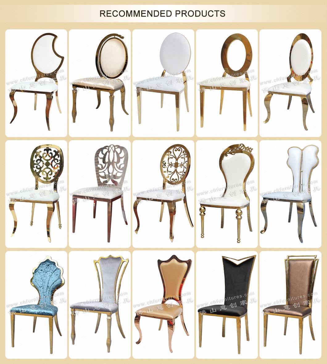 Ycx-Ss55 New Design Stainless Steel Oval Back Brown and Gold Chairs