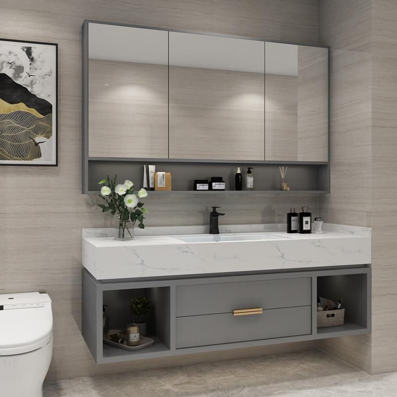 Wall Mounted Storage Modern Bathroom Vanity Cabinet with Rock Plate Basin